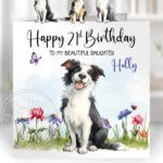 2956 border collie personalised dog birthday card