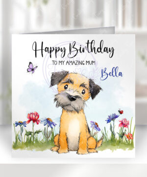 2957 border terrier personalised dog birthday card