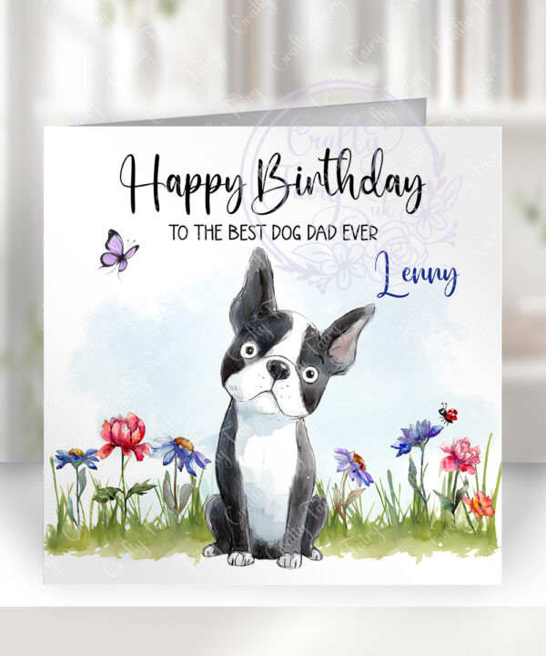 2958 boston terrier personalised dog birthday card