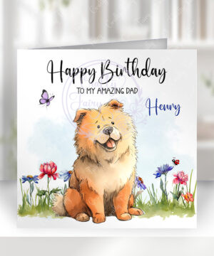 2966 chow chow personalised dog birthday card