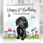 2968 cocker spaniel black personalised dog birthday card