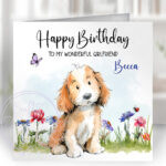 2968 cocker spaniel brown personalised dog birthday card