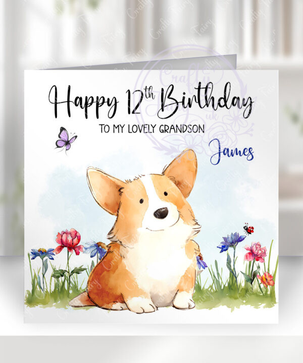 2969 corgi personalised dog birthday card