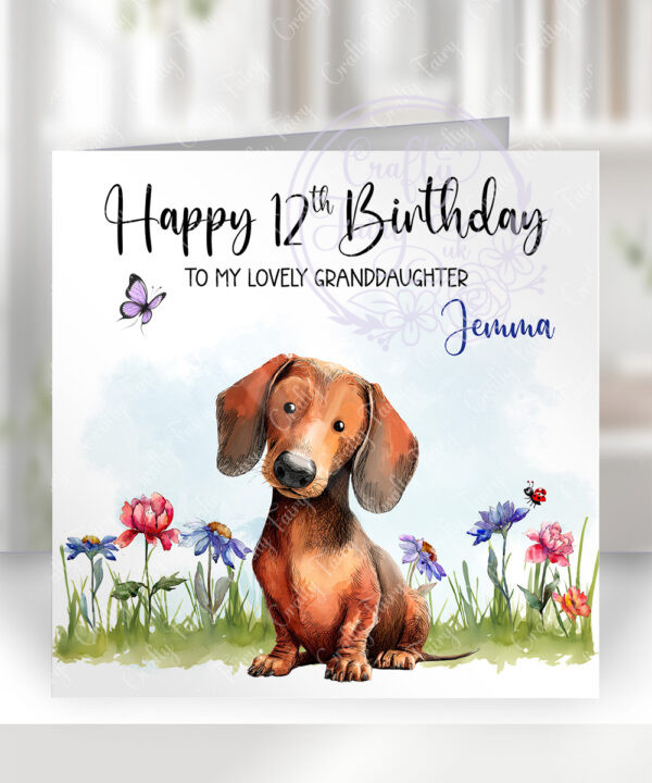 2970 dachshund personalised dog birthday card