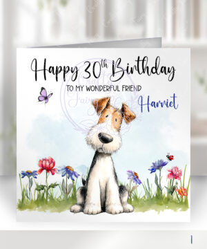 2973 fox terrier 1 personalised dog birthday card