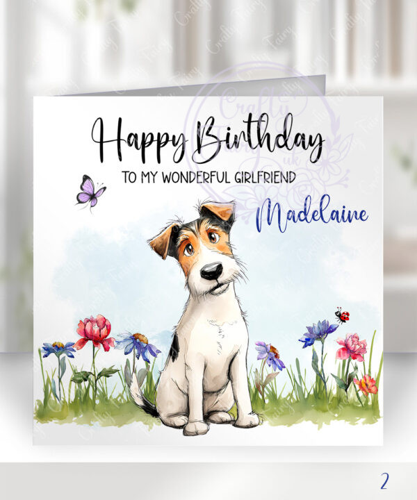 2973 fox terrier 2 personalised dog birthday card