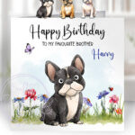 2974 frenchie personalised dog birthday card