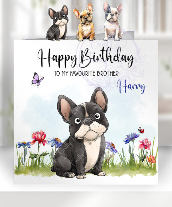 2974 frenchie personalised dog birthday card
