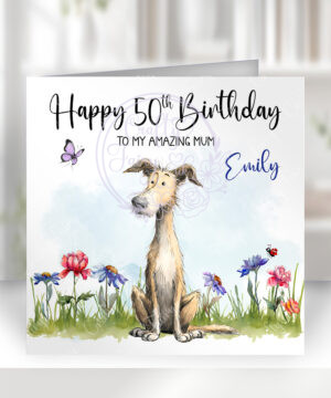 2984 lurcher personalised dog birthday card