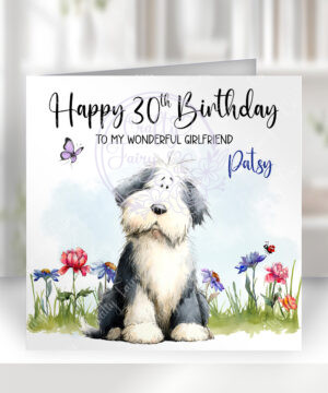 2988 old english sheepdog personalised dog birthday card