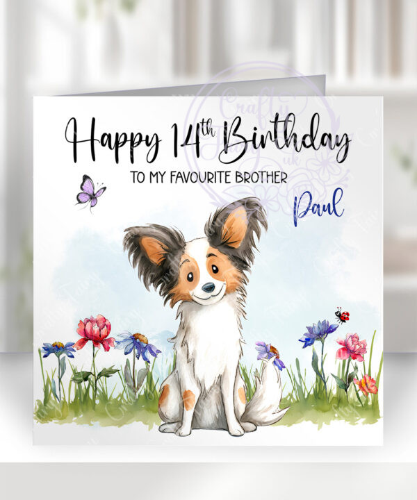 2989 papillon personalised dog birthday card