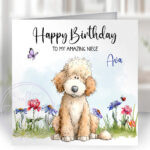 2993 poodle personalised dog birthday card