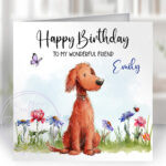 2995 red setter personalised dog birthday card