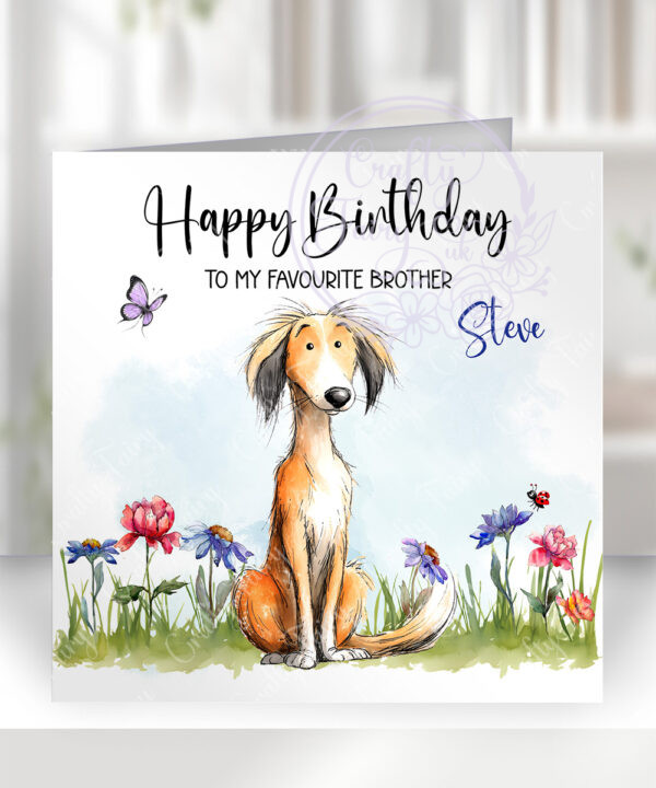 2997 saluki personalised dog birthday card