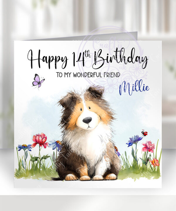 2999 shetland sheepdog personalised dog birthday card