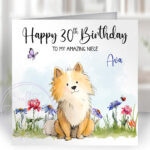 3001 spitz personalised dog birthday card