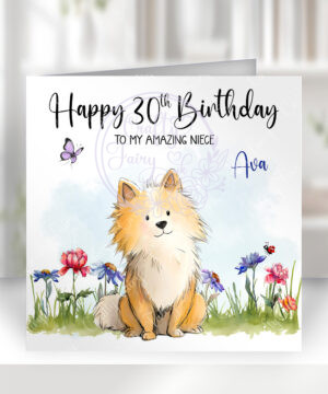 3001 spitz personalised dog birthday card