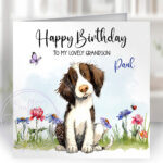 3003 sprocker brown personalised dog birthday card