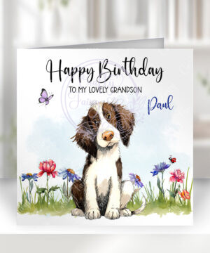 3003 sprocker brown personalised dog birthday card