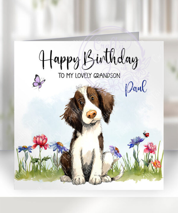 3003 sprocker brown personalised dog birthday card