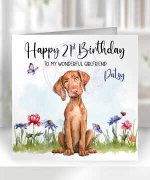 3007 vizsla personalised dog birthday card