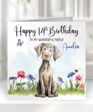 3008 weimaraner personalised dog birthday card