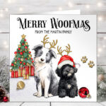 personalised doodle dog with antlers christmas card lots of dog breeds
