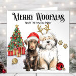 personalised doodle dog with antlers christmas card lots of dog breeds