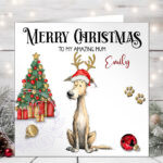 personalised doodle dog with antlers christmas card lots of dog breeds