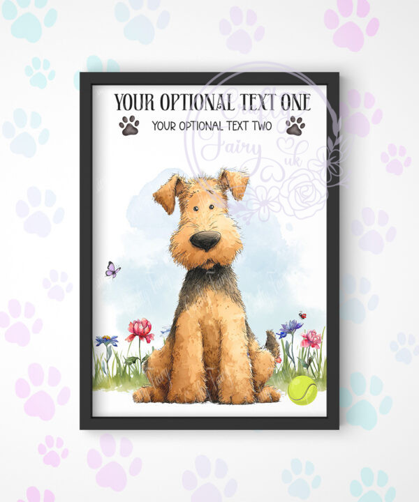 3014 personalised airedale dog a4 print 1