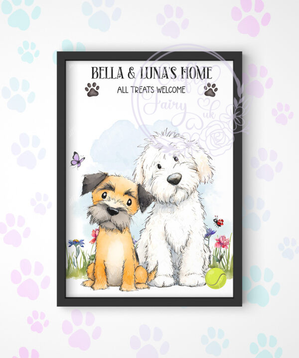 3014 personalised border terrier cockapoo dog a4 print 2