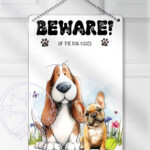 3016 personalised basset hound frenchie beware dog kisses metal sign