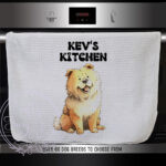 personalised cute doodle dogs waffle tea towel lots of dog breeds