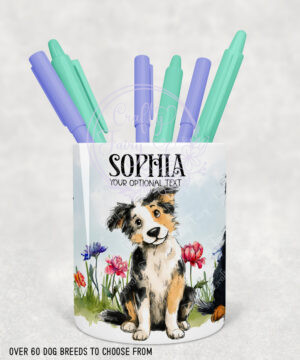 3035 personalised border collie dog pen pot 2