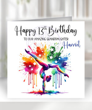personalised watercolour colourful female dancer birthday card