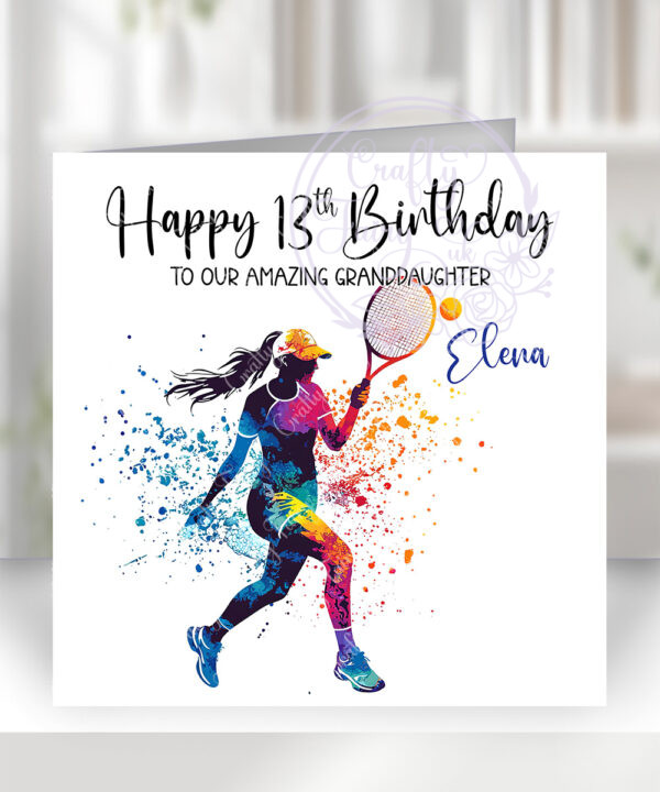 3046 personalised female tennis girl birthday card 1