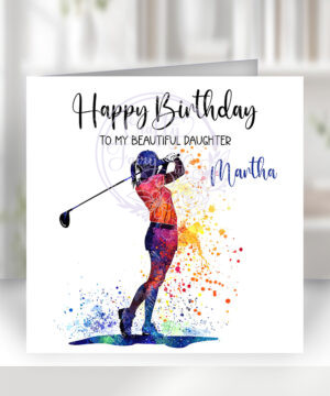 3049 personalised female golfer girl birthday card 1