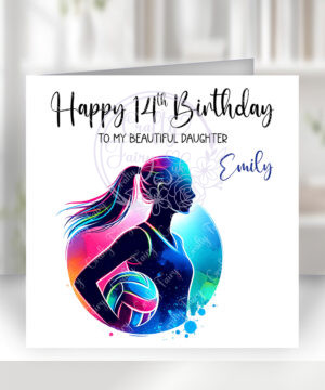 3050 personalised female netball volleyball girl birthday card 1