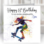 3051 personalised female skateboarder girl birthday card 1