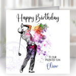 3057 personalised male golfer player birthday card 1