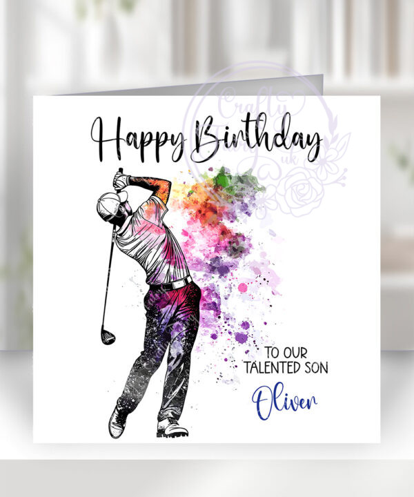 3057 personalised male golfer player birthday card 1
