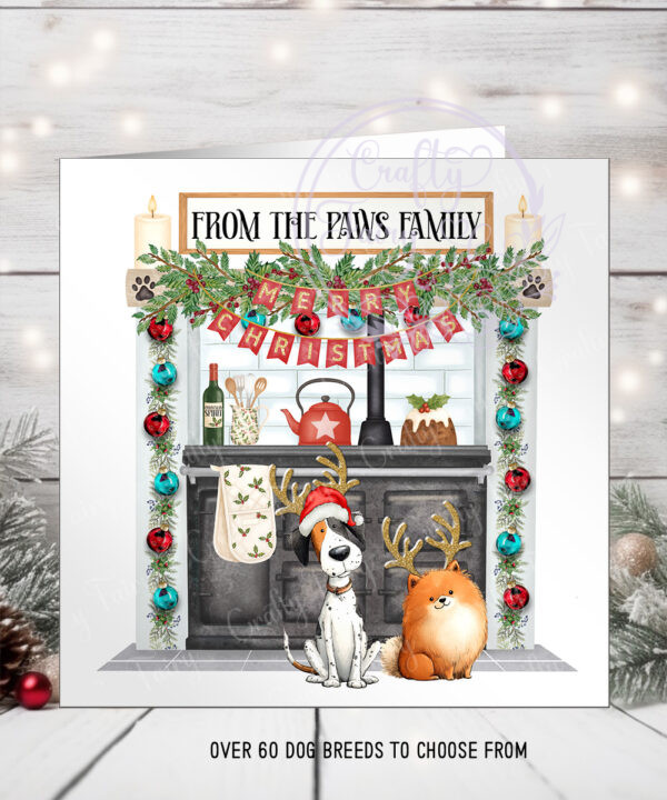 personalised doodle dog in kitchen christmas card lots of dog breeds