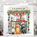 3067 personalised cat staffie dog aga kitchen st bernard xmas card 2