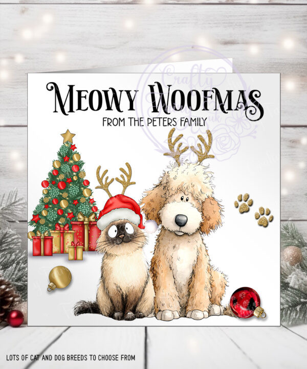 3068 personalised cat dog poodle xmas card 2