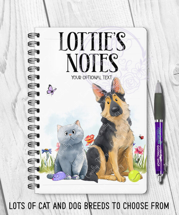 3074 personalised cat german shepherd dog a5 notebook 1