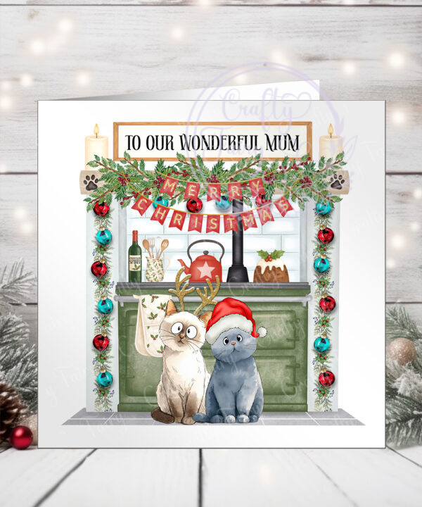 3094 personalised cat aga kitchen xmas card 1