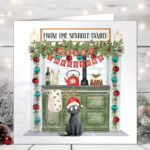 3094 personalised cat aga kitchen xmas card 2
