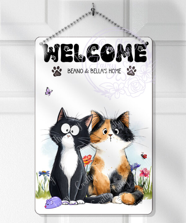 3099 personalised cats welcome home sign 1