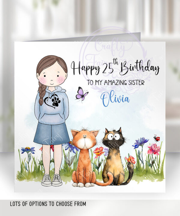 3124 personalised lady cat birthday card 1