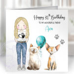 3125 personalised lady cat birthday card 1